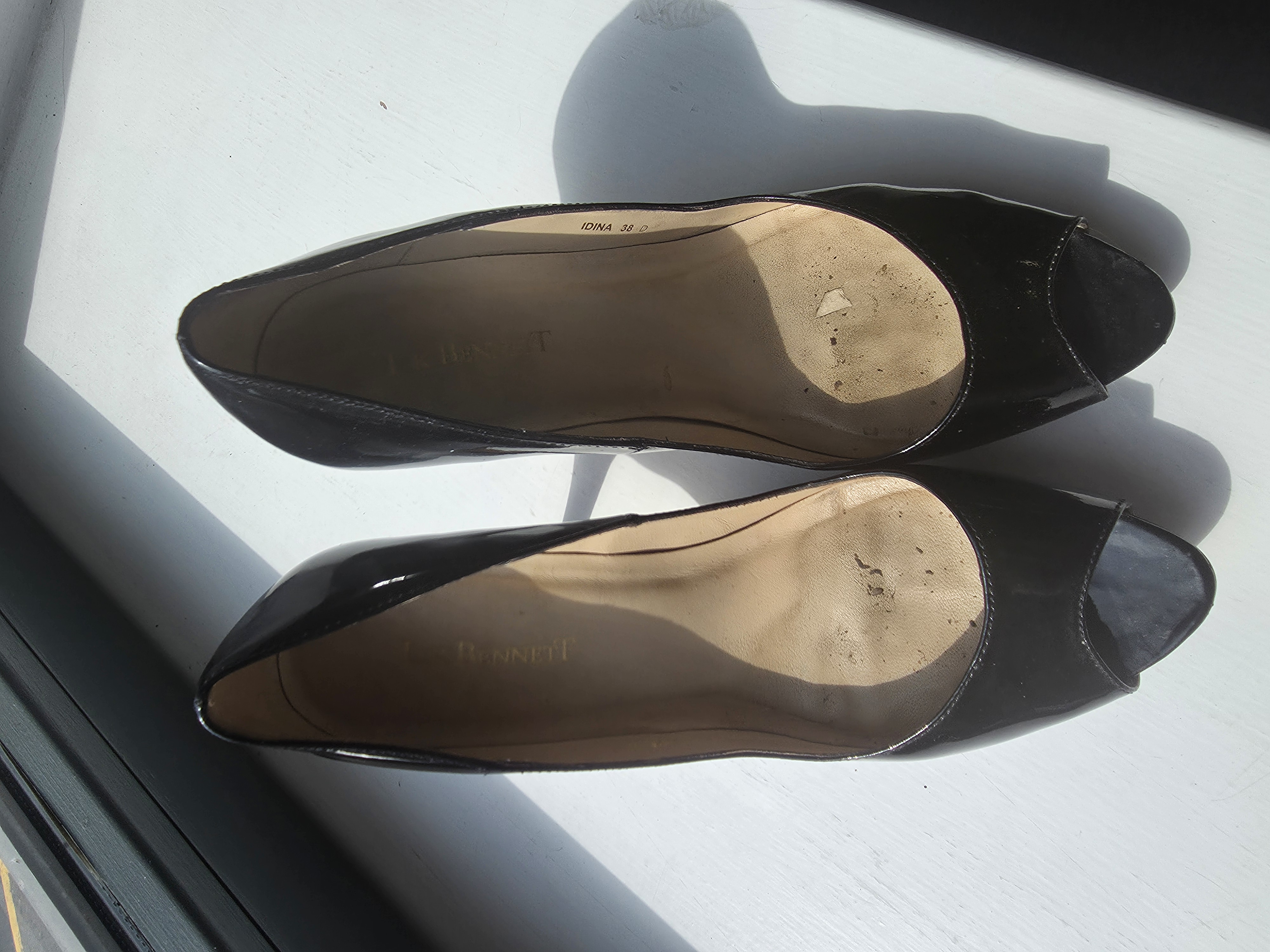 LK Bennett Black Leather Peep Toe Pumps UK5 by LK Bennett
