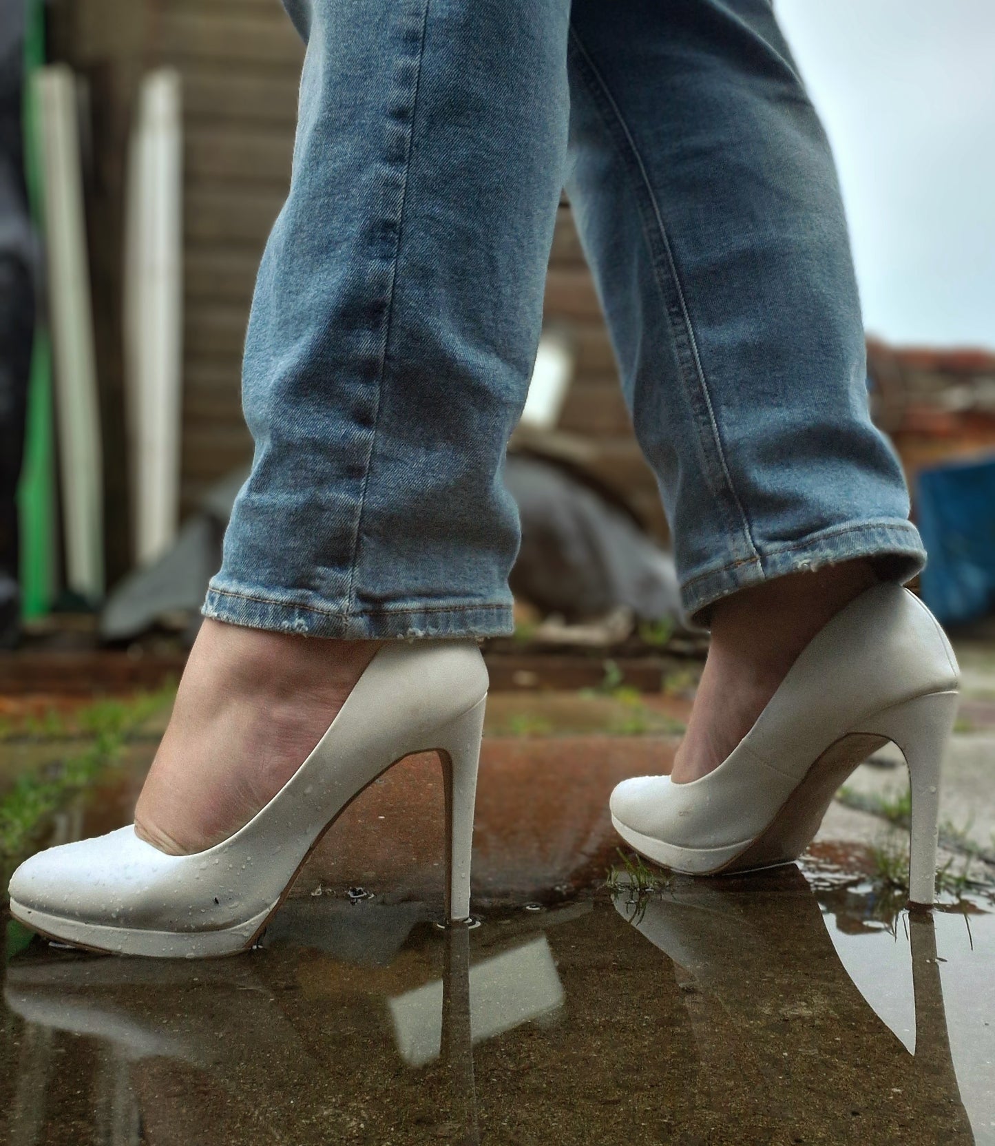 Sexy white Heels - Well Worn - UK6