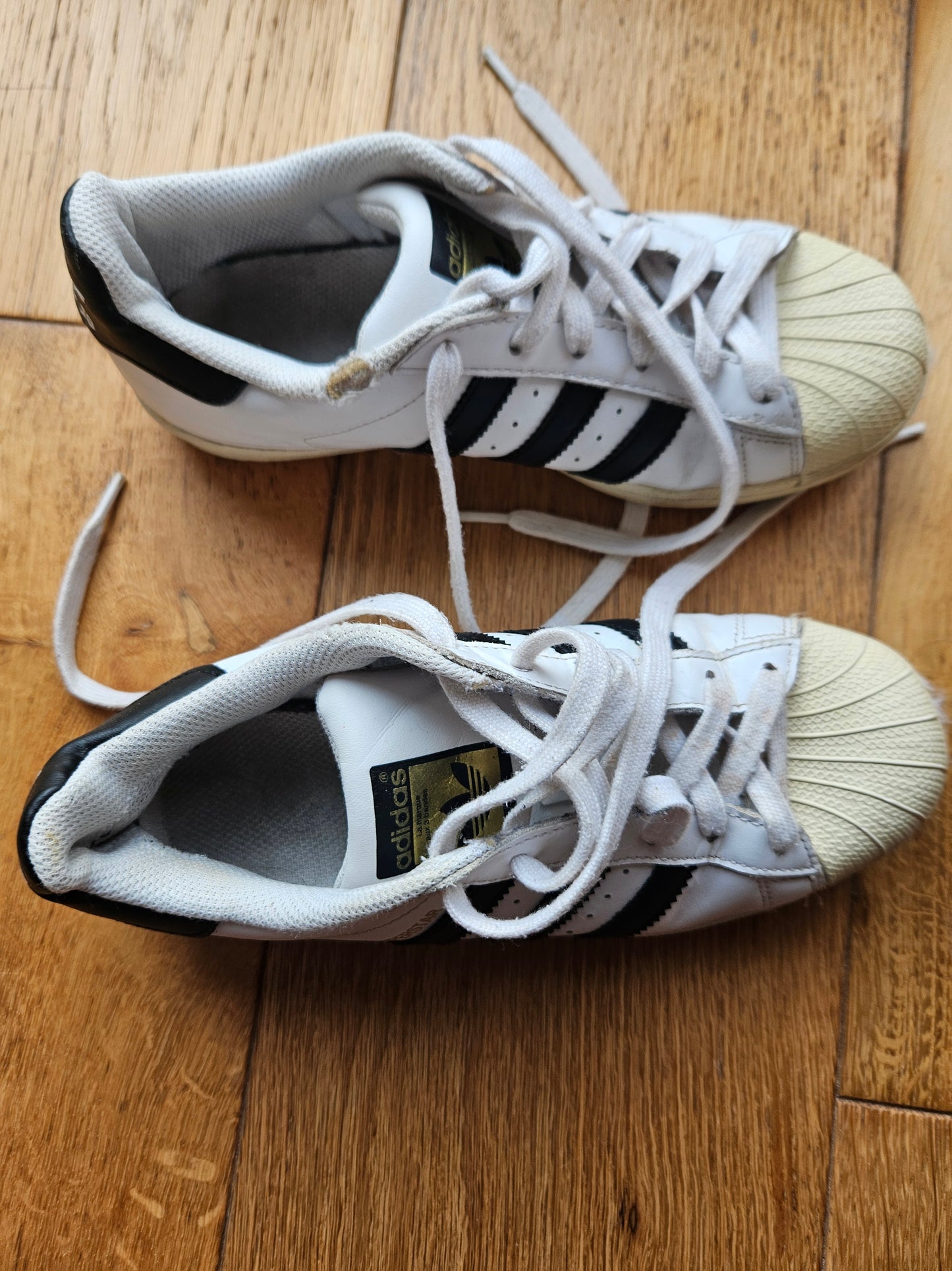 Adidas Superstar Trainers, well worn - Size 5