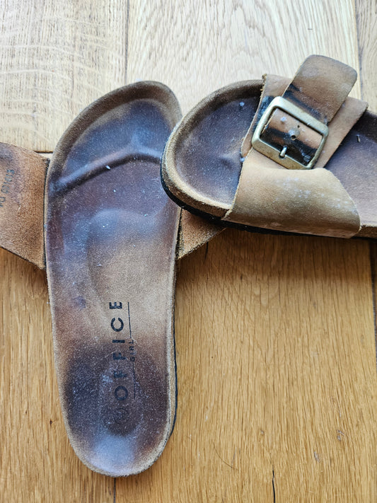 Office Sandals, Well Worn with Toe imprint - Size 5