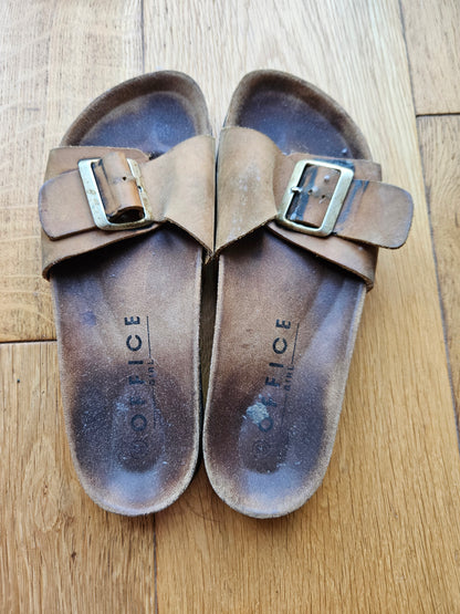 Office Sandals, Well Worn with Toe imprint - Size 5