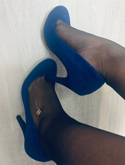 Well Worn Electric Blue Heels and tights combo - UK4