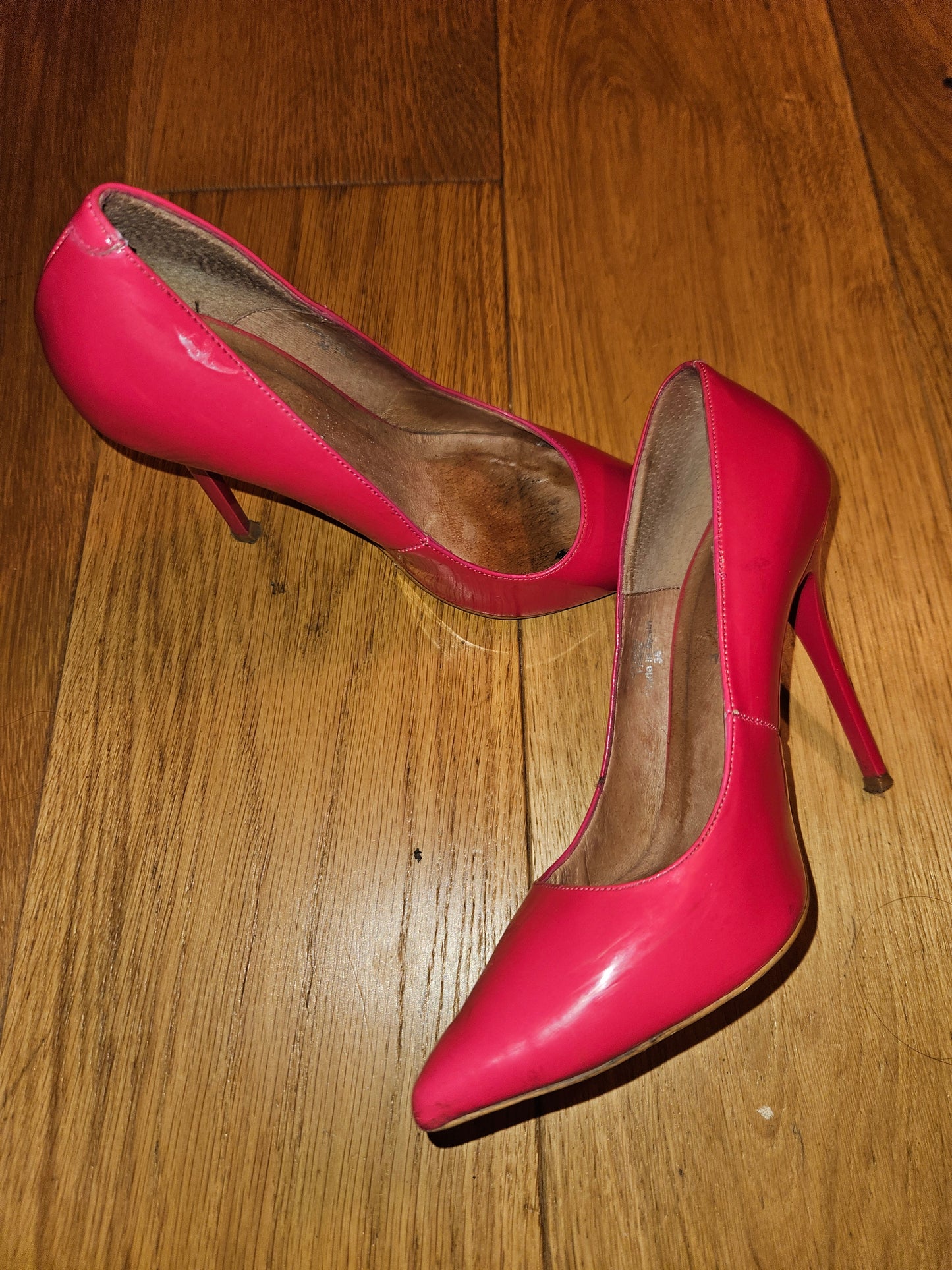 Vibrant Pink Court Shoe, well worn and loved UK5