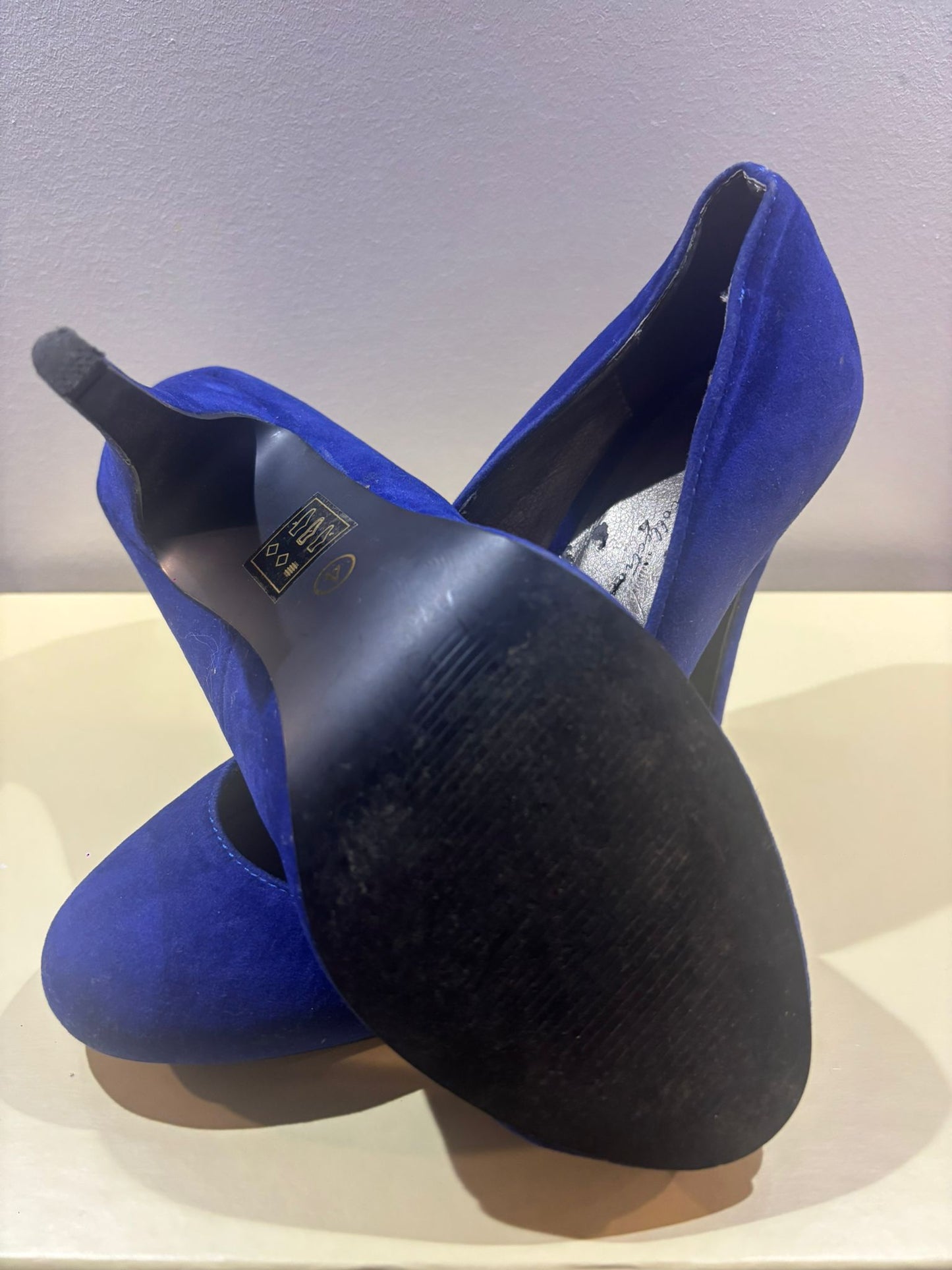 Well Worn Electric Blue Heels and tights combo - UK4